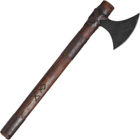 Vikinge økse, Imiteret Læder Og Runer, Spids Bund