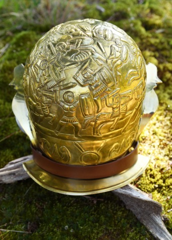 Battle Merchant, Ribchester Cavalry Sports Hjelm, Messing Og Stål - Bagside